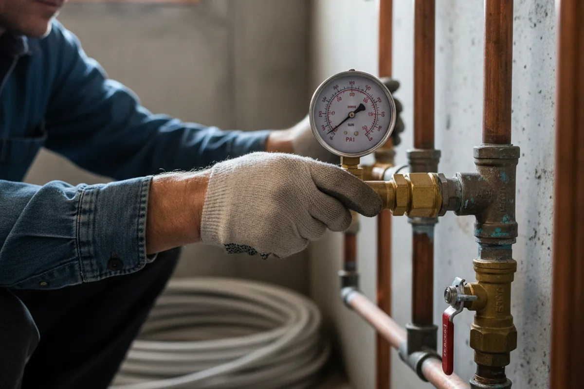 Pressure testing a repaired line during Water Line Repair in Van Alstyne